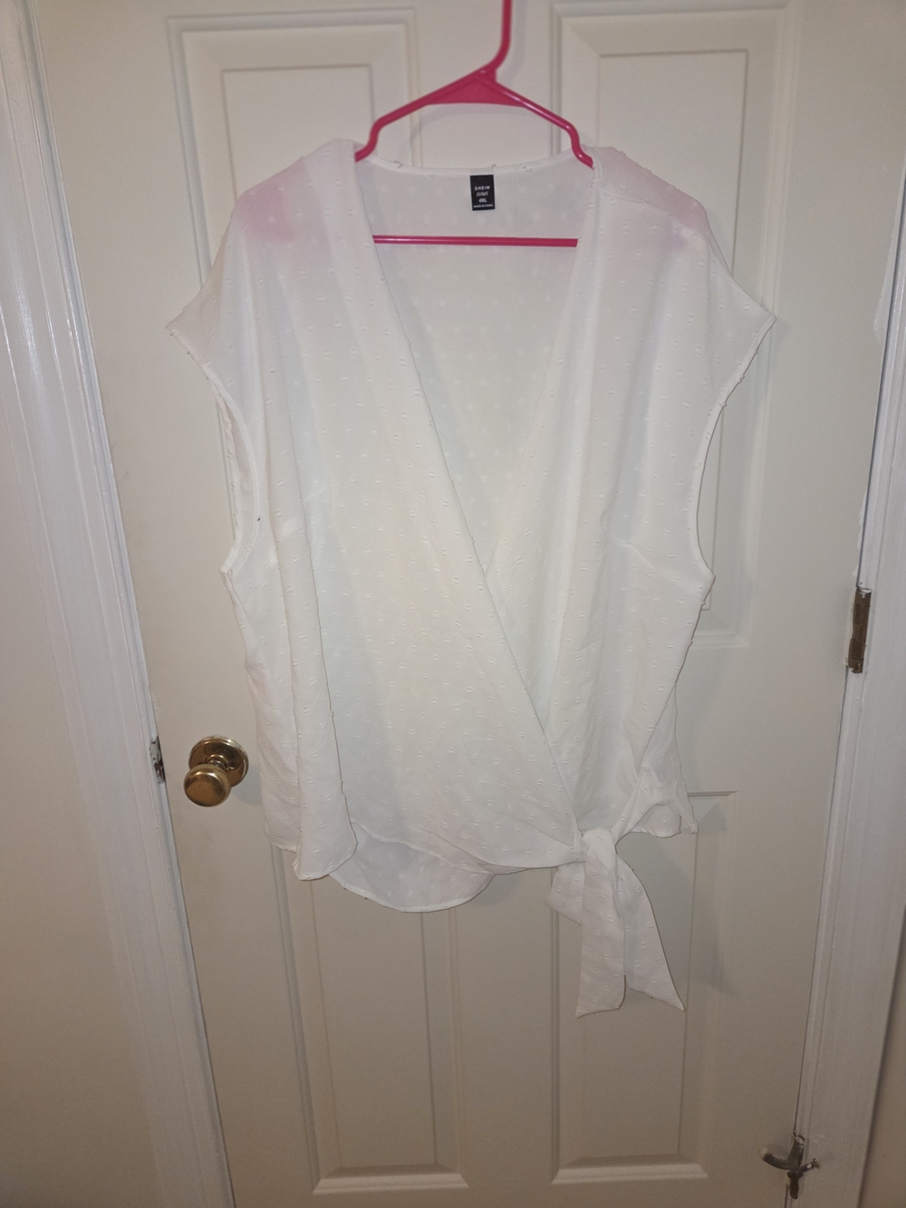 SHEIN White Sleeveless Wrap Tie Blouse